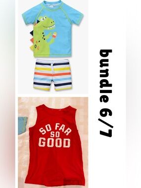 Boy Two-Piece Swim Set with Dino Top & Tank